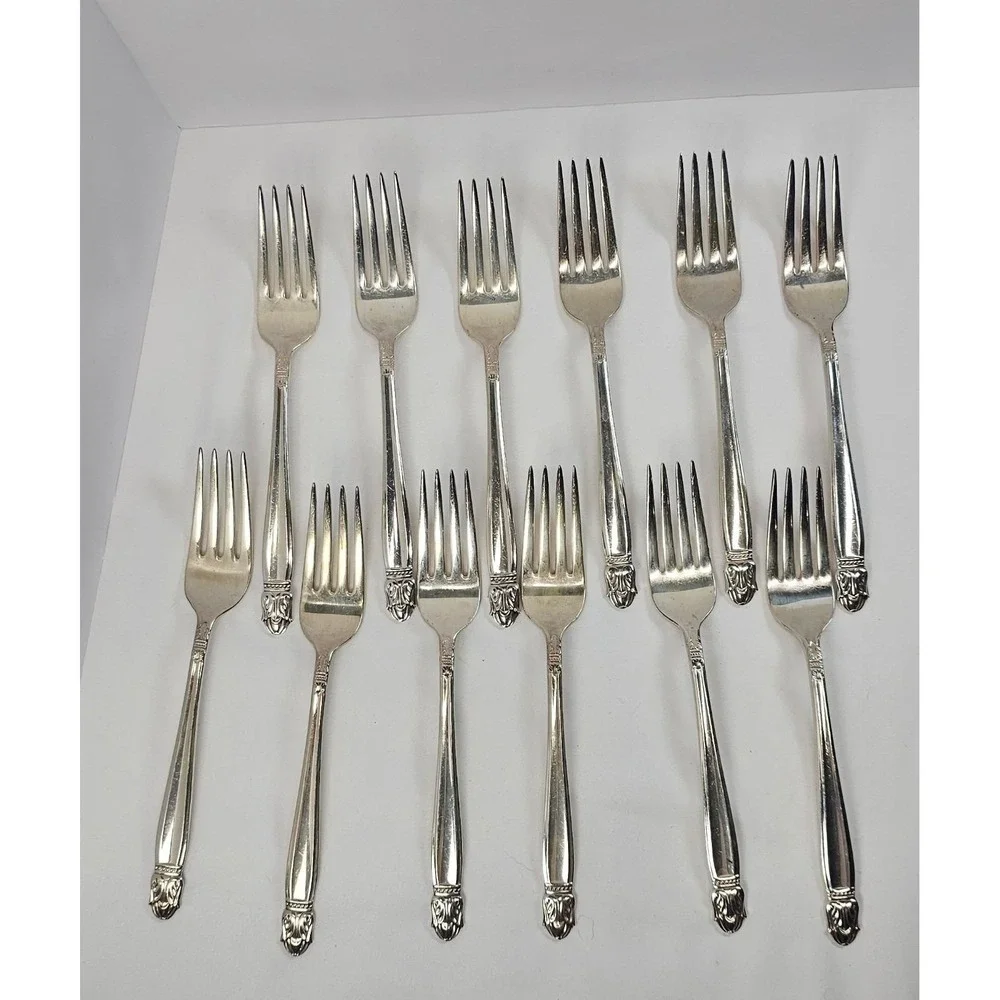 Holmes & Edwards Danish Princess IS Silverplate Salad Forks Set of 12 Vintage